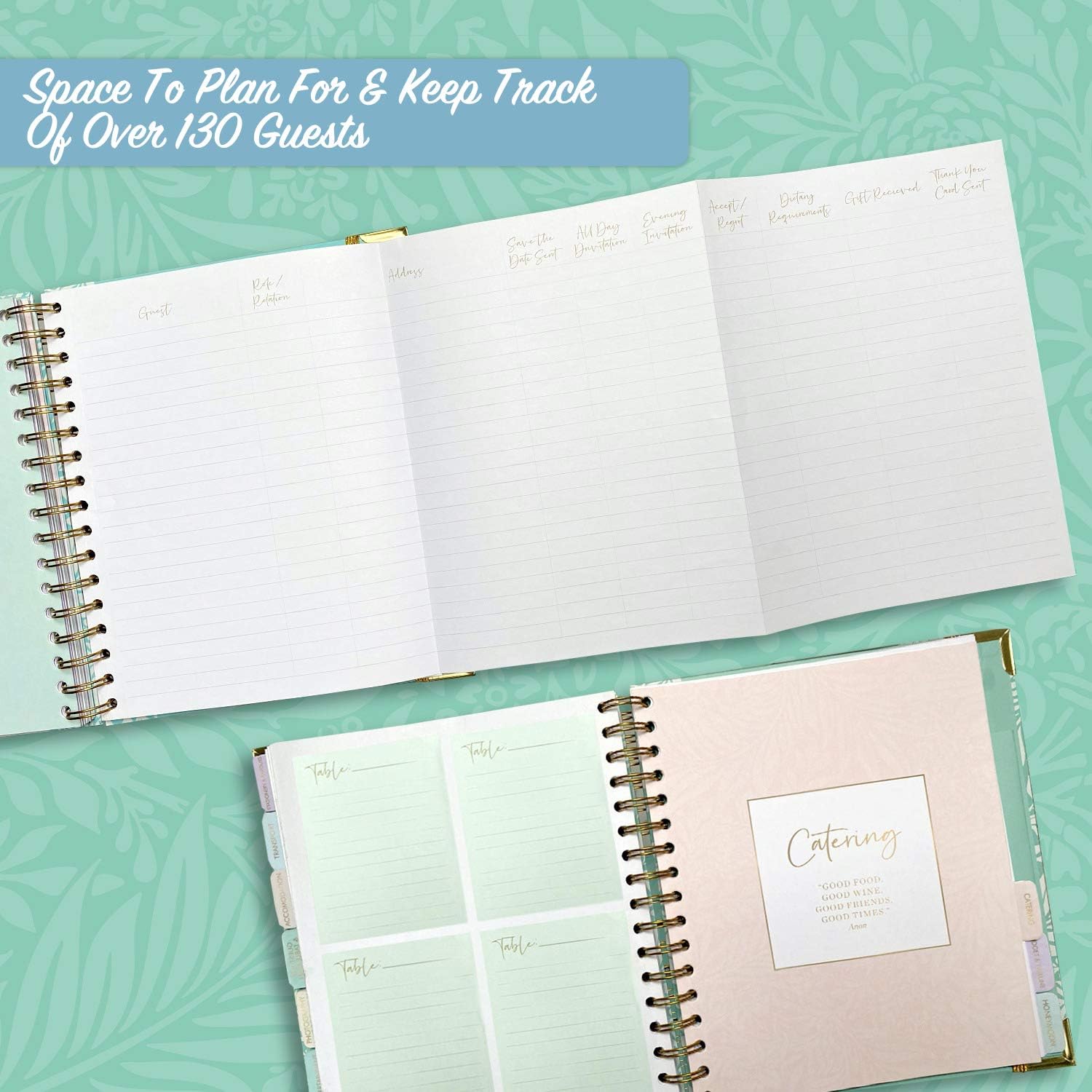 Luxury Wedding Planner Book Organiser - Engagement Gift for couples, Turquoise, 63.5 cm - Image 5