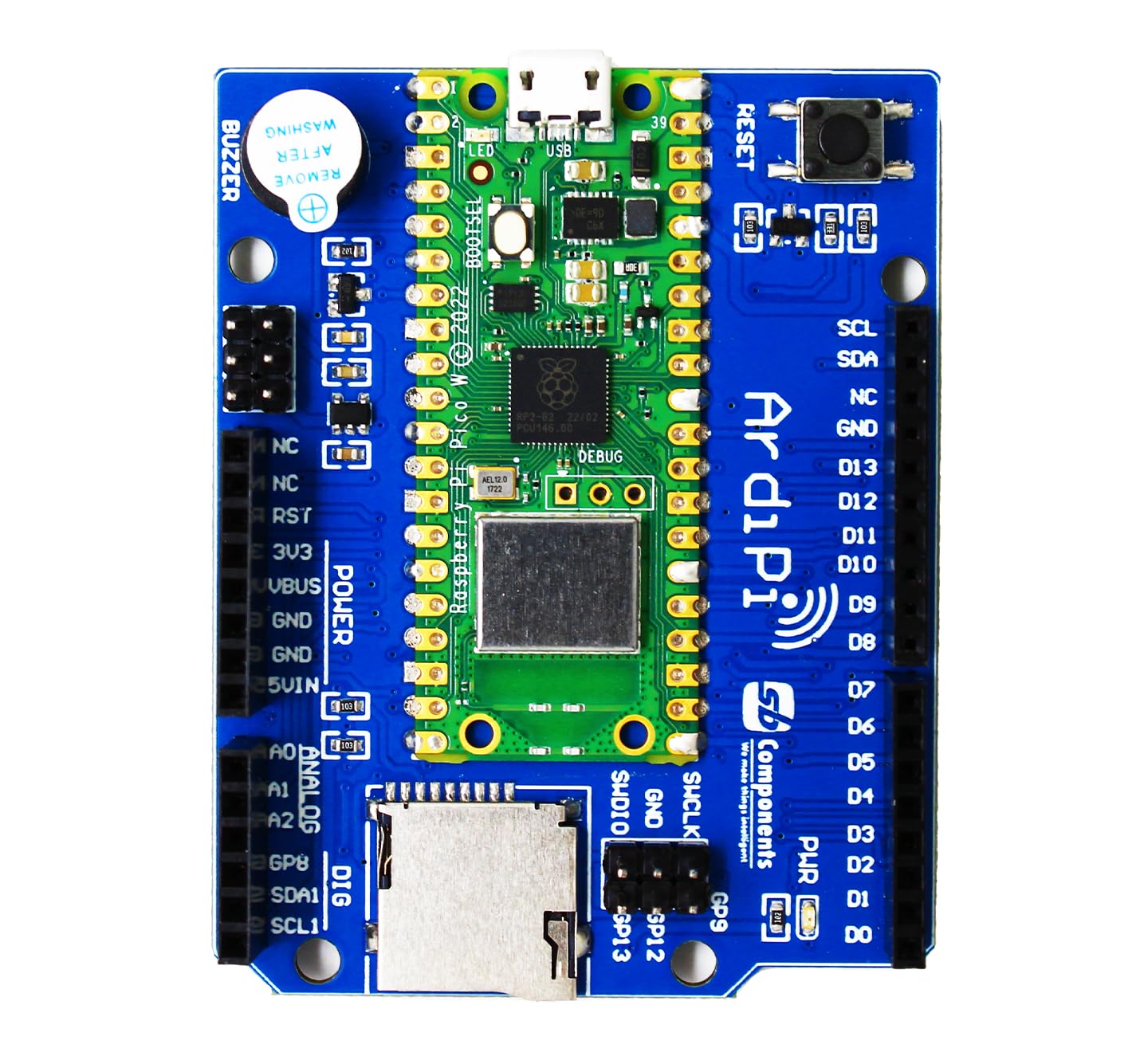 SB Components ArdiPi Based on Pico W Wireless Alternative of UNO R3 Development Board, Wi-Fi Connectivity, and Multi-Language Support