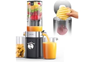 SIFENE Whole Fruits Cold Press Juicer Machines, 4.3-inch (110mm) Powerful Wide Mouth Slow Masticating Juicer with Large Feed Chute for Vegetables and Fruits, Easy to Clean