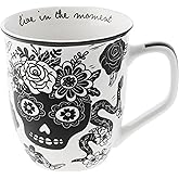 Karma Gifts 14 oz Black and White Boho Mug Sugar Skull - Cute Coffee and Tea Mug - Ceramic Coffee Mugs for Women and Men