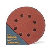 POWERTEC 45032 5 Inch 8 Hole Hook and Loop Sanding