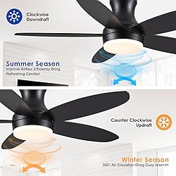 BYKISTOK 48 Inch Ceiling Fan with Light, Black