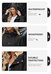 Zando Womens Rain Jacket with Hood - Travel Rain