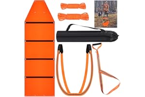 WinnerWhy 1.2mm Thickened Deer Drag Sleds with Rope, Tear-Resistant Cart Game Hauler with Storage Bag, Dual Deer Drag Harness Strap, Widen Shoulder for Hunting Accessories(Tapered-Anti Slip, Orange)