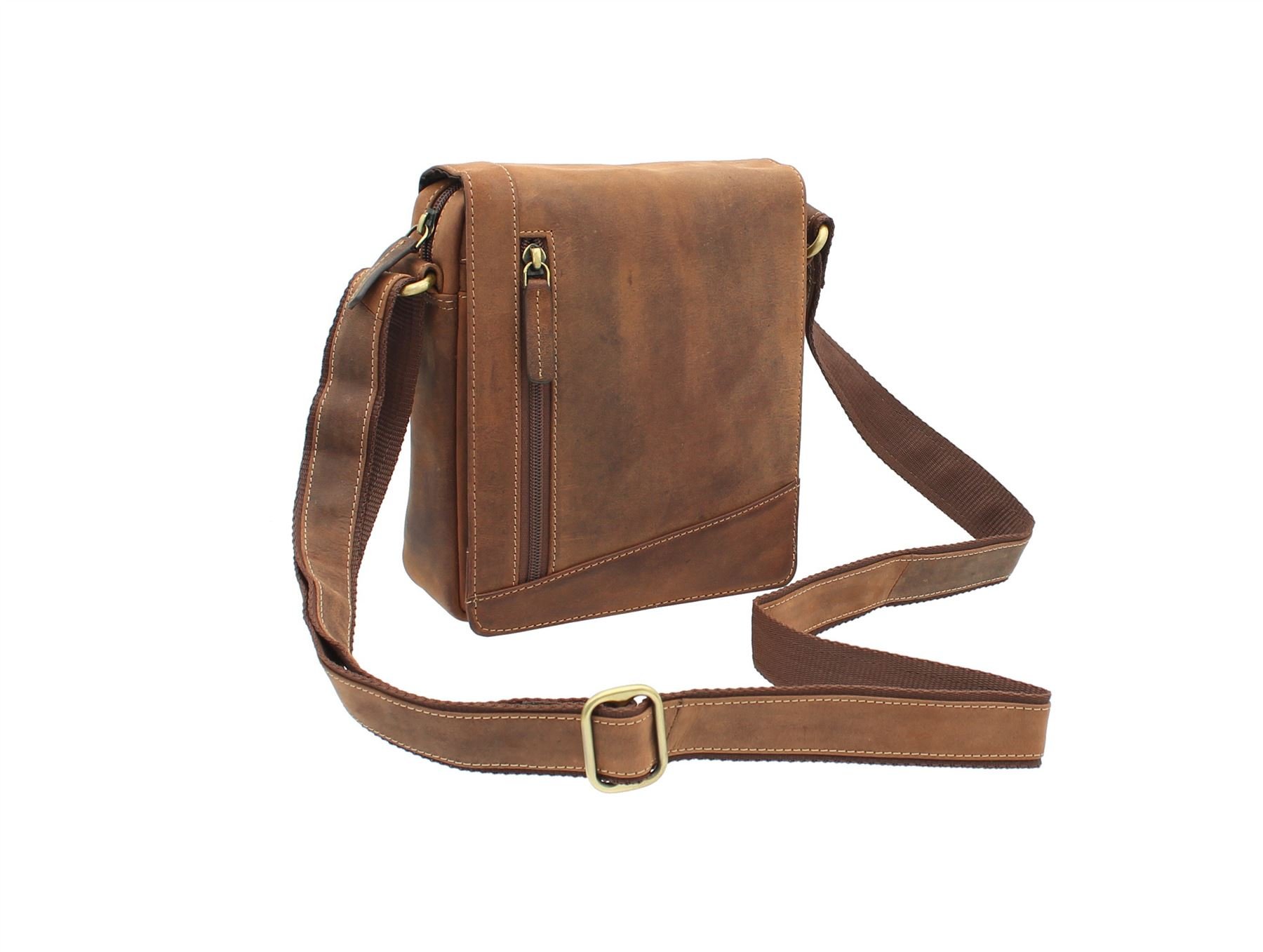 VISCONTI Compact Leather Messenger/Travel Bag S7 Oil Tan