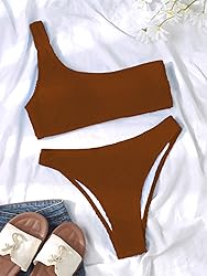 YIMISAN Womens Bikini Sets One Shoulder Top with