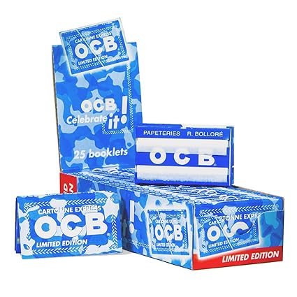 OCB Blau Kurz N°4 Gummizug Limitierte Edition, 25 Heftchen à 100 Blättchen (36 x 69 mm)