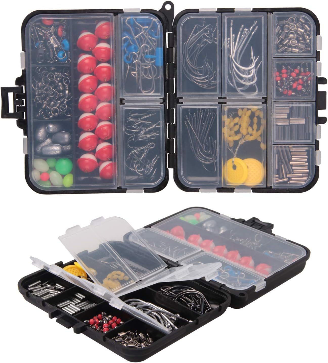 JSHANMEI Fishing Accessories Tackle Kit - Fishing Hooks, Swivel Snap, Sinker Weight, Fishing Beads, 3 Way Swivel Fishing for Freshwater Saltwater Terminal Tackle Box (286PCS) : Sports & Outdoors