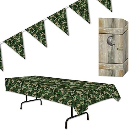Amazon Com Camo Tablecover Pennant Banner Centerpiece Bundle Set