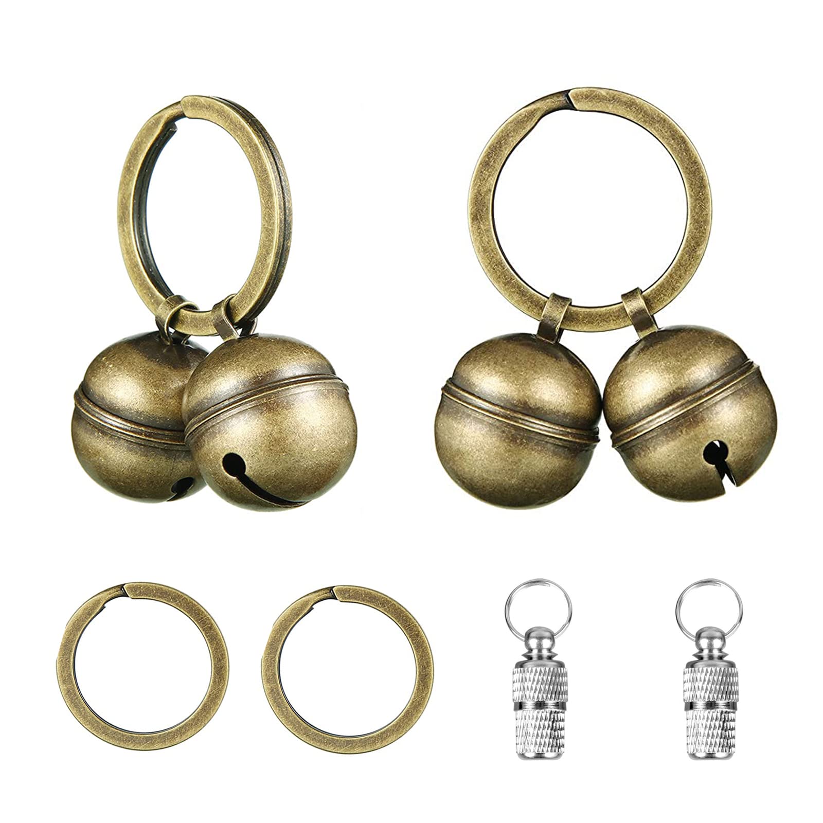 Yitaocity 2 Strings in 4 Pieces Cat Dog Kitty Pet Collar Bells Pet Tracker Loud Brass Bell with 2X Anti-Lost ID Tube Tag for Pet Collars Necklace Potty Training