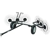 Strongway V-Style Acreage Rake, 60in.W, 6 Reel Tines | 12in. Pneumatic Tires, Yard and property cleanup, Commercial outdoor use, Jobsite-ready construction, Easy setup