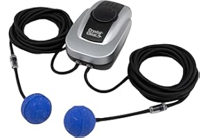 CrystalClear PondAir 2, Complete Aeration Kit, Whisper Quiet Water Garden Oxygenation Bubbler System Adds Oxygen to Koi & Fish Ponds, Outdoor Aerator Compressor Pump, Tubing & 2 Air Submersible Stone