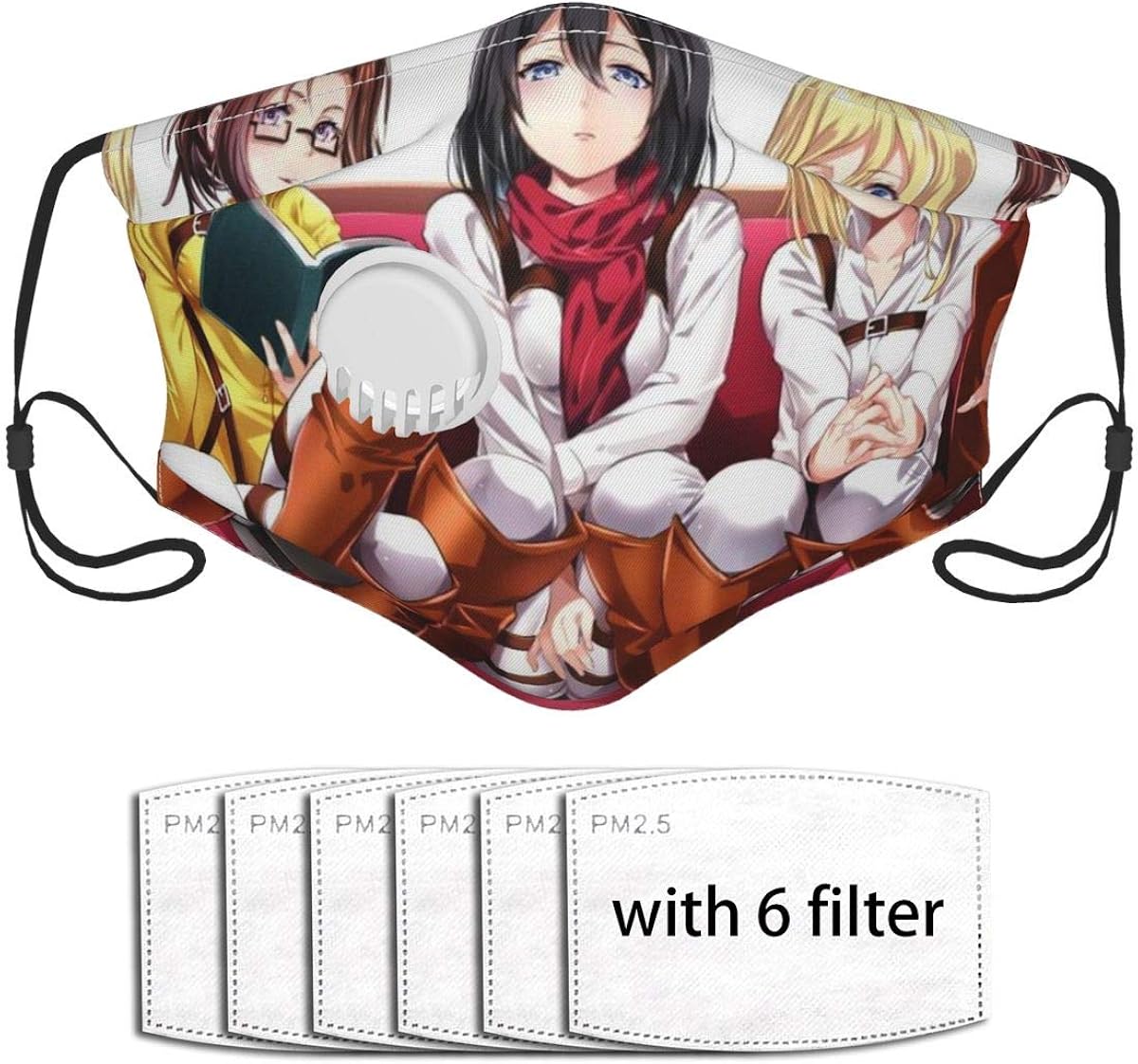 VTYOSQ Shingeki No Kyojin Girls Attack On Titan S Máscara facial de tela reutilizable con 6 uds