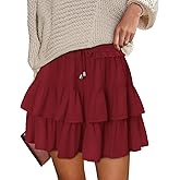 onlypuff Flowy Shorts for Women Ruffle Skorts Tiered Teen Girls Country Concert Outfits Golf Tennis Skort Under Sweater Skirt