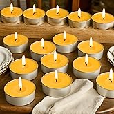 Beeswax Tea Candles in Cup, 24 Pcs, Natural Beeswax Tealight Candles with 4 Hours Burn Time for Home Decor, Air Purification,