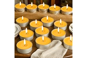 Beeswax Tea Candles in Cup, 24 Pcs, Natural Beeswax Tealight Candles with 4 Hours Burn Time for Home Decor, Air Purification,