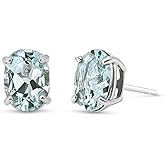 1.8 CTW 14k Solid White Gold Stud Earrings Natural Aquamarine