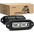 Nilight - 14042F-B 2Pcs 40W Flush Mount LED Pods Flood LED Work Light Bar, Off Road Backup Driving Lights Fog Lamp for Jeep Bumper ATV UTV SUV Truck Boat
