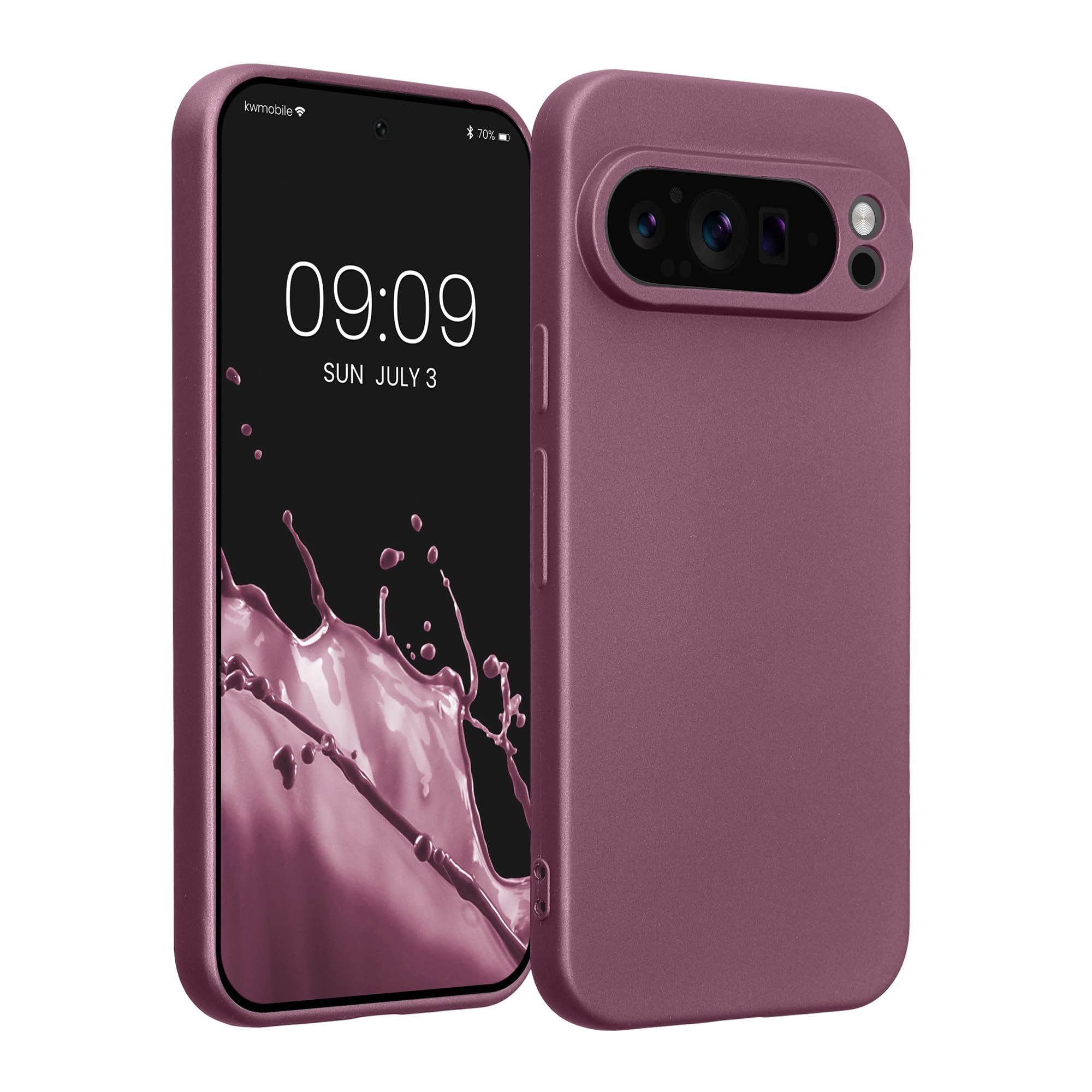 kwmobile Case for Google Pixel 9 Pro Case - Soft TPU Back Phone Cover - with Metallic Look - Metallic Lavender