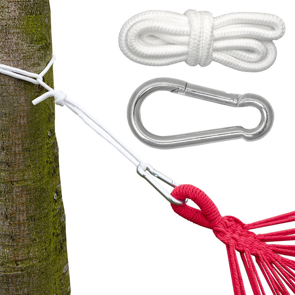 AMANKA Fastening for Hammocks & Swings Complete kit incl Carbines Ropes Weight Bearing Capacity 160 Kg