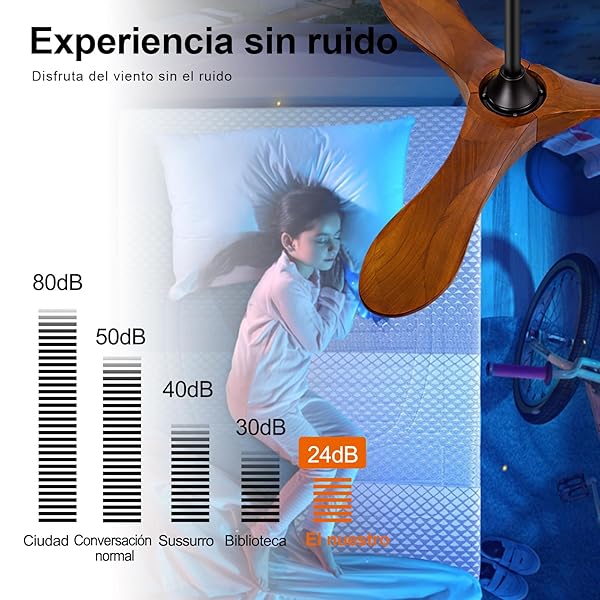 BOJUE 36 INCH SOLID WOOD CEILING FANS WITHOUT LIGHTS, 6 SPEEDS,REVERSIBLE DC MOTOR, NOISELESS, BLACK CEILING FAN NO LIGHT, MODERN INDOOR OUTDOOR CEILING FAN WITH REMOTE FOR PATIO LIVING ROOM BEDROOM
