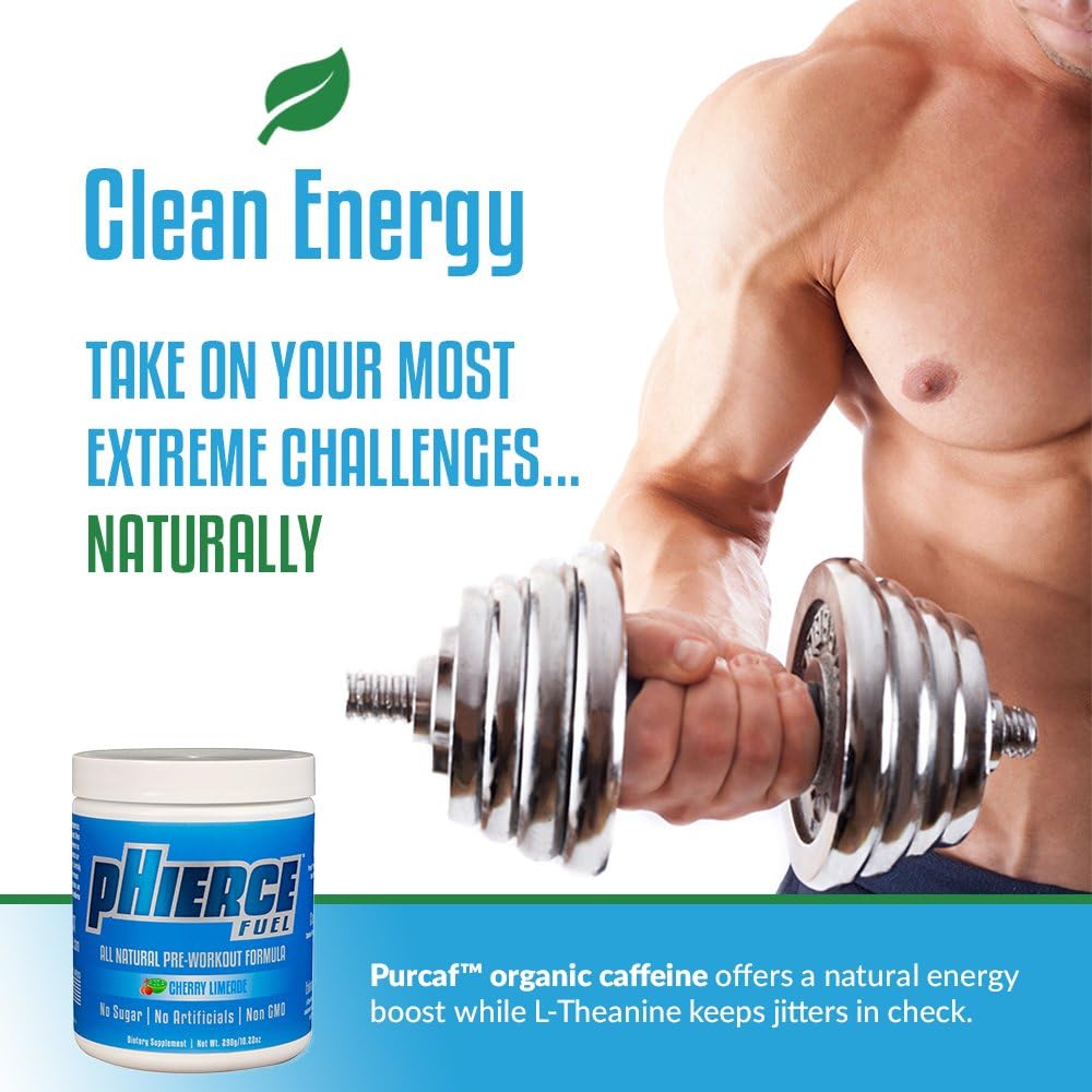 pHierce Fuel All Natural Pre Workout Energy Powder with Beta Alanine and Xylitol - Keto Friendly Athlete-Grade Formula with No Artificial Sweeteners or Banned Subtances, Cherry Limeade, 20 Servings: Health & Personal Care