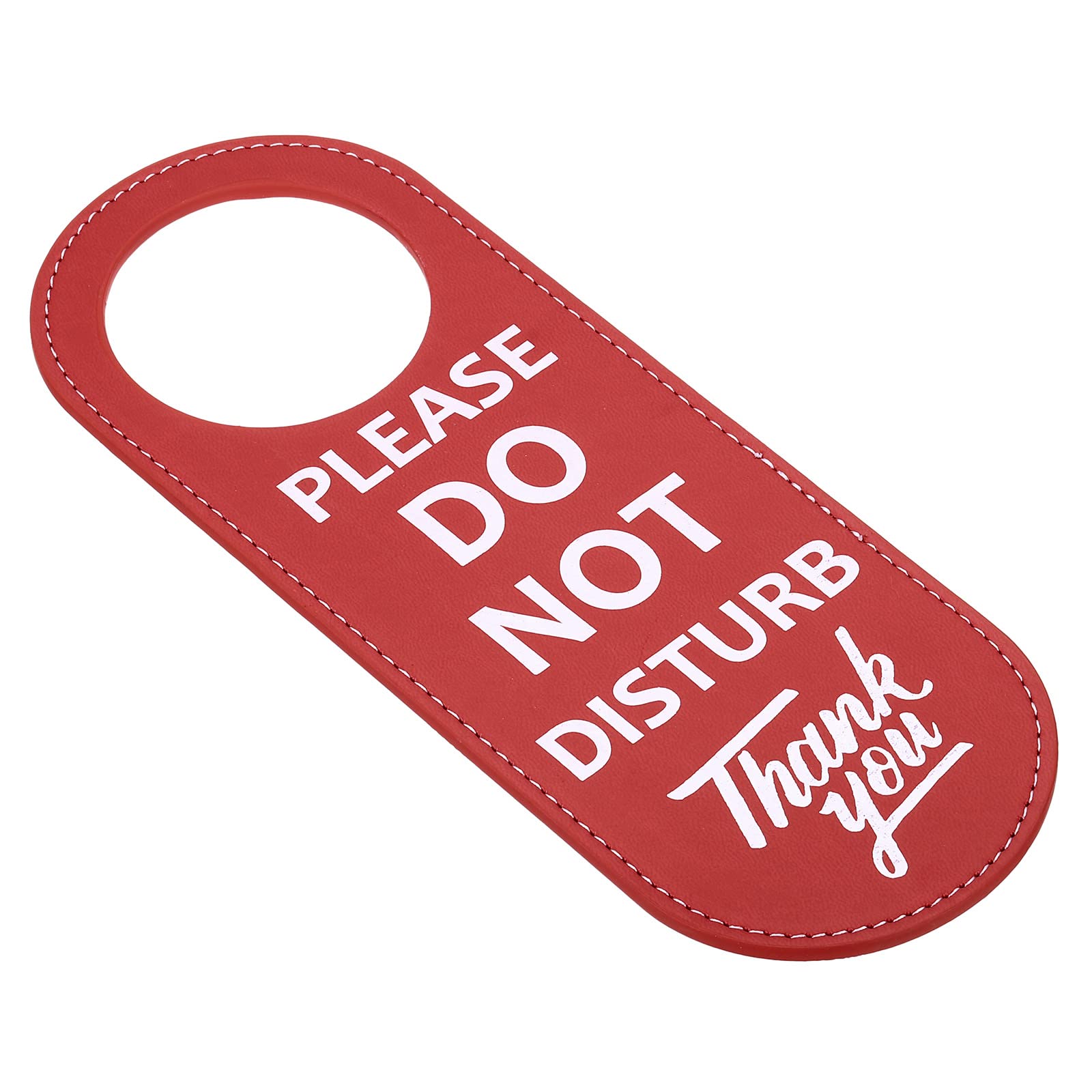 PATIKIL Do Not Disturb Door Hanger Sign, 1 Pack PU Leather Double Sided Door Knob Privacy Sign for Office Home Meeting, Red