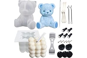 Nimozekd Bubble Candle Mold 3D Teddy Bear Silicone Mold 3D Silicone Soy Candle Mold Overlapping Balls Sphere Mold with Mold Punch Hook Needle Candlewick Holders for DIY Candle Soap Table Decoration