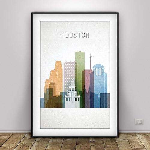 Amazon Com Houston Skyline Pastel Houston Poster Texas Pastel