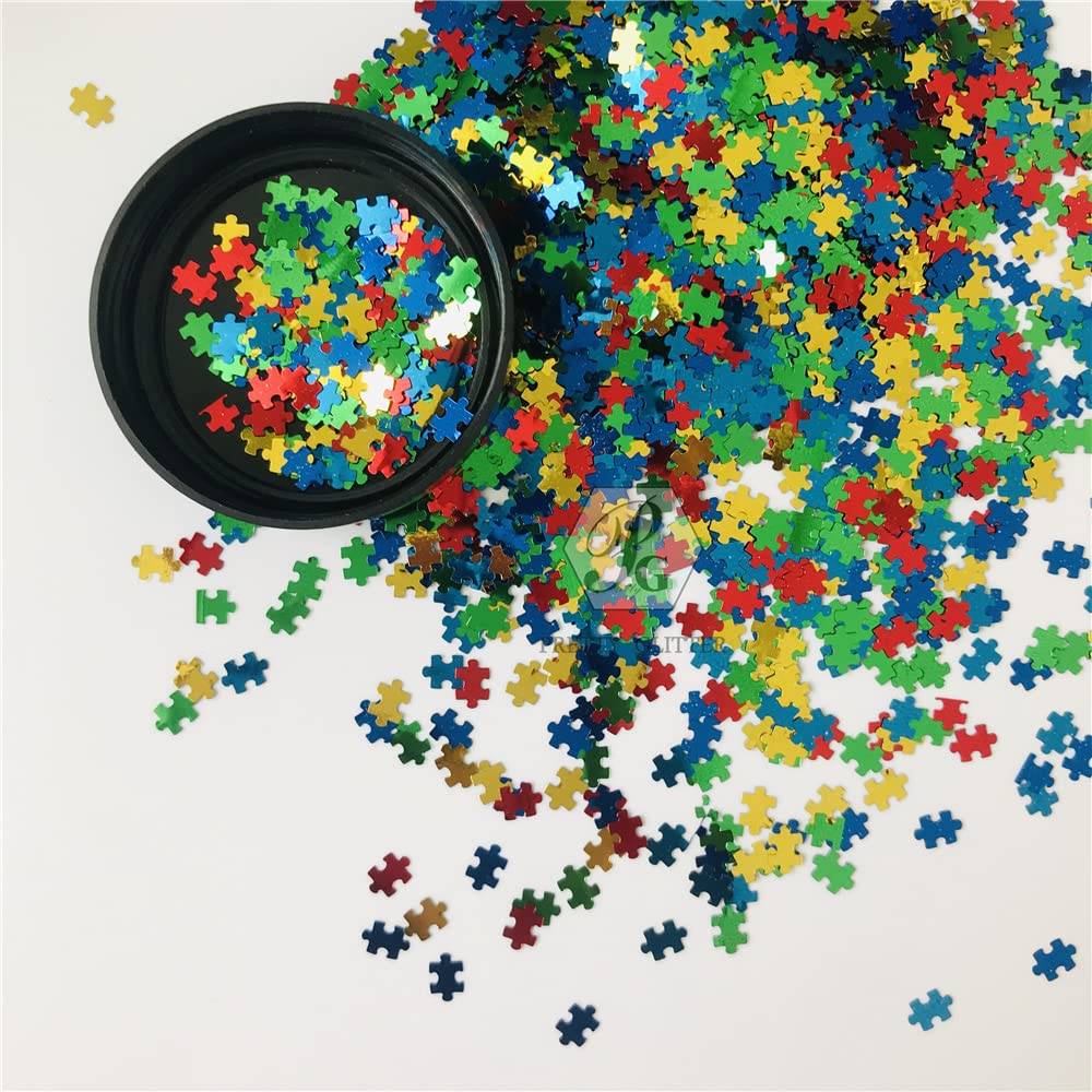 10 Grams/Pack - 4 Colors Mixes Puzzle Shape Glitter Sequins for Resin DIY Making Art Craft Nail Makeup Decoration Accessories B