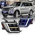 T T-ABC New Quad Beam Headlamps Compatible with 2009-2021 Mitsubishi Pajero Headlights V93 V97 Front Lamp Assembly Full LED Sequential Animation Custom Head Lights Accessories