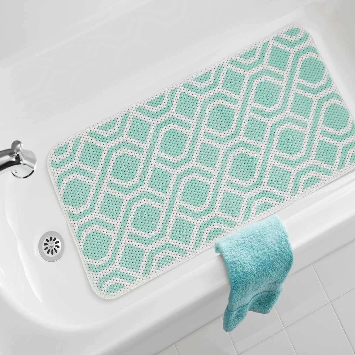 2 Pack Mainstays 17 in. x 36 in. Bathtub Mat, Mint Green