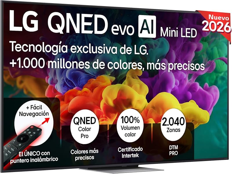75QNED86B6B - Smart TV QNED EVO AI 75" 4K Sin Reflejos 94%, 2026