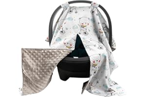 SERAPHY Car Seat Covers for Babies Winter, Multi-use Infant Carseat Canopy Cover for Girls and Boys, Soft Minky Dotted Baby Car Seat Cover -Cute Bear