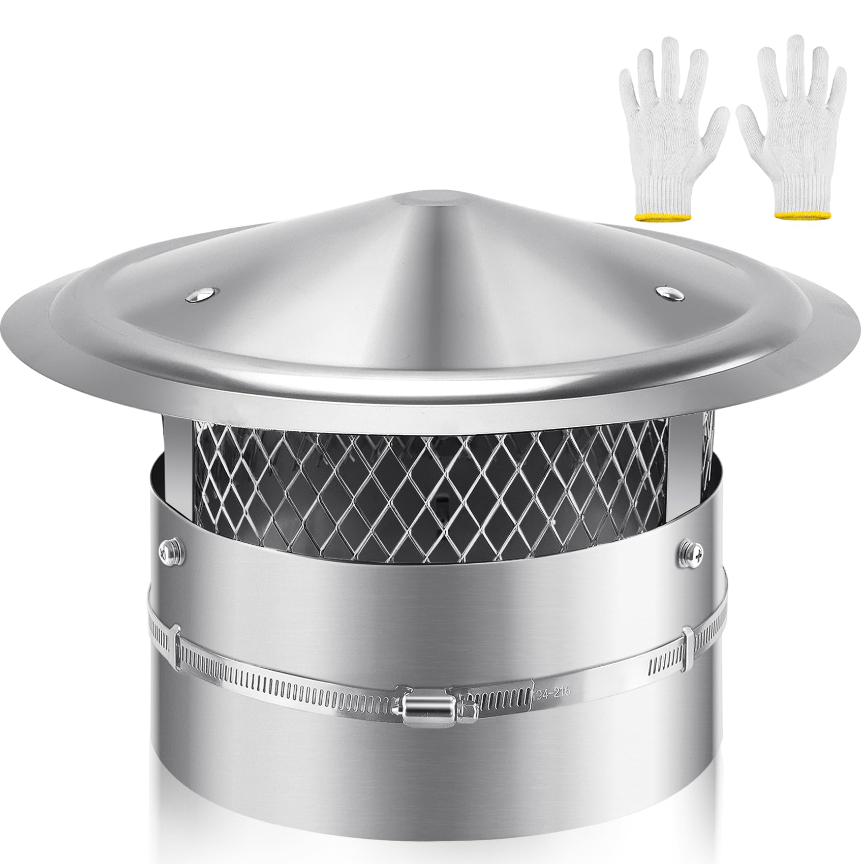 Photo 1 of 12 Inch Chimney Cap,Adjustable Chimney Cap (Fits 11.9" - 12.3" Round Flues) - 12" Stainless Steel Cone Top with Screen, Round Chimney Cap Reinforced Round Rain Cover for Vents All-Round Protection