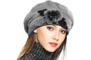 VECRY Lady French Beret 100% Wool Beret Floral Dress Beanie Winter Hat