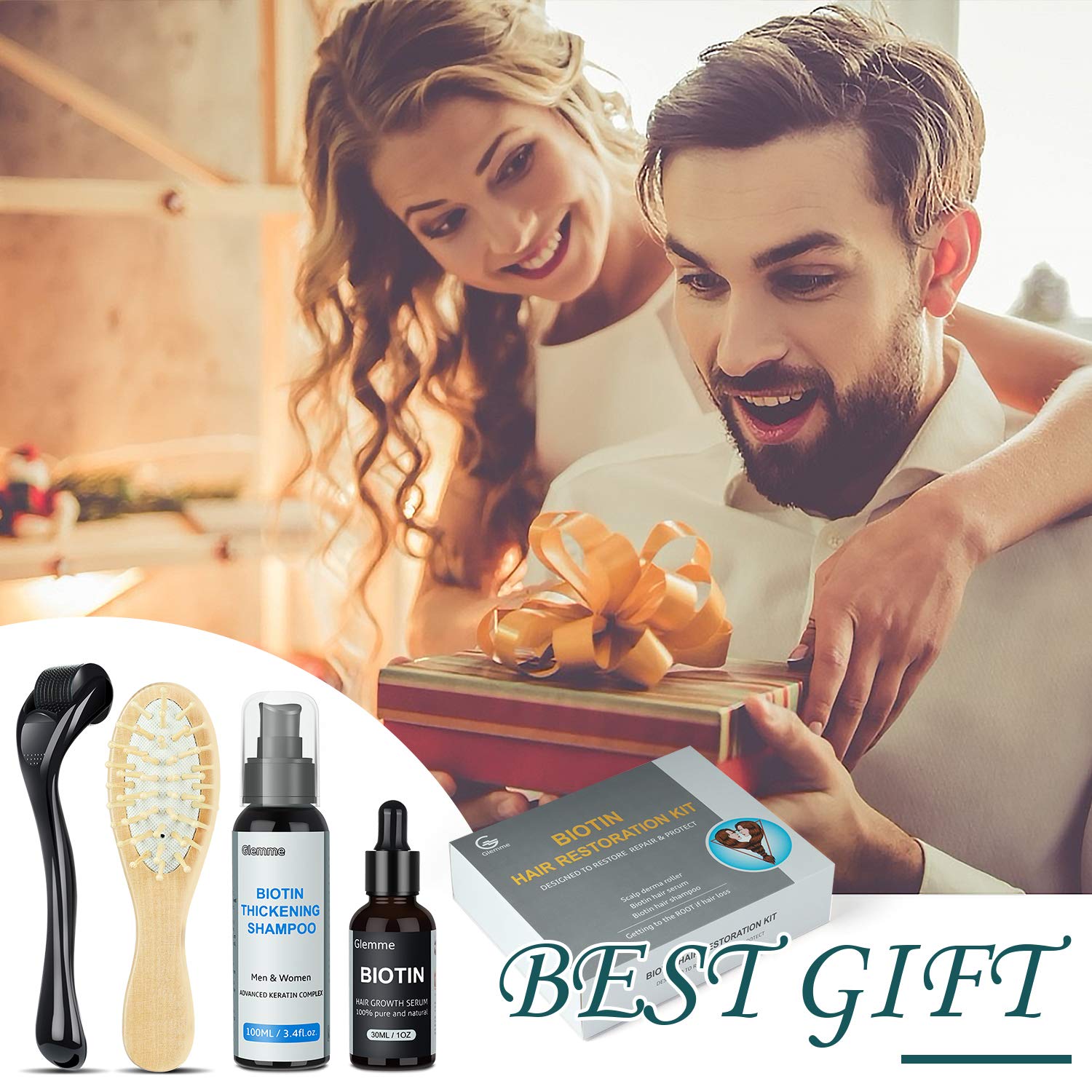 Derma Roller for Hair Growth, Biotin Hair Growth Serum + Scalp Hair Regrowth Shampoo for Men and Women, Best Hair Loss Treatment Product : Beauty