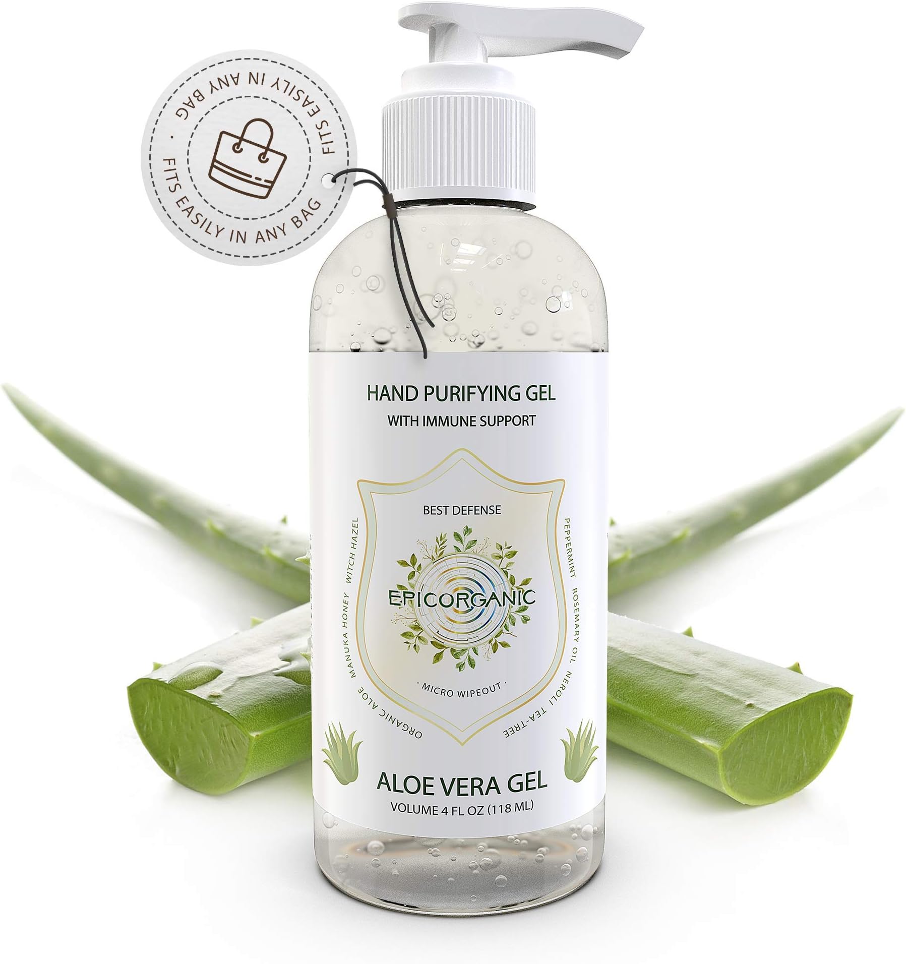Premium Epic Organic Aloe Vera Gel - 100 Percent Pure for Face and Body After Sun Care (4 oz)