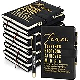 Kosiz 20 Pcs/10 Sets Employee Appreciation Gifts Bulk A5 Leather Notebook and Pen Inspirational Journal Pens for Corporate Coworker Staff Social Worker Team Gifts(Black,Team)