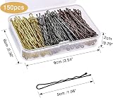 OWill 150 Pieces Bobby Pins Hair Grips Kirby Clips Storage Box Black Blonde view 2