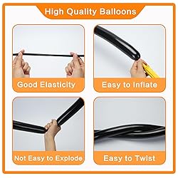 PIGETALE 260 Balloons 100PCS Black Twisting Animal