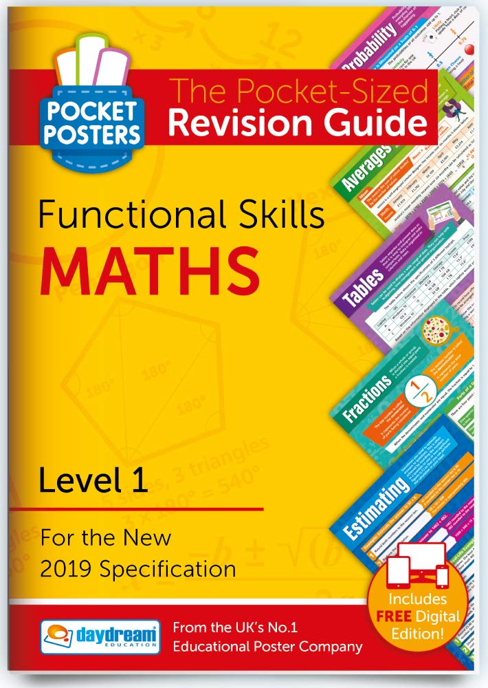 Daydream Education Functional Skills Maths (Level 1), The Pocket-Sized Maths Revision Guide, Level 1 Specification, FREE Digital Edition for Computers, Phones and Tablets! - for 2026-2027 exams