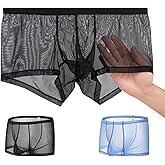 ZONBAILON Mens Mesh Sexy Sheer See Through Boxer Briefs Bulge Enhancing Pouch Trunks Underwear Pack M L XL 2XL 3XL