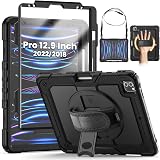 SEYMCY iPad Pro 12.9 Case 2022 2021 2020 2018 Shockproof w Screen Protector