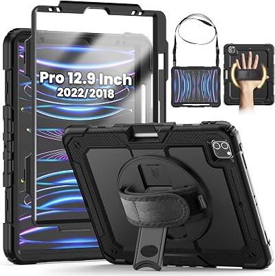 SEYMCY iPad Pro 12.9 Case 2022 2021 2020 2018 Shockproof w Screen Protector