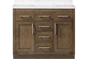 OVE Decors Athea 42" Single Undermount Sink Bathroom Vanity with Cultured Marble Countertop, Backsplash, Power Bar, in Almond Latte Finish