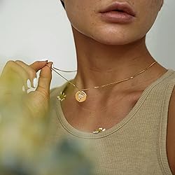 MEVECCO Gold Birth Flower Coin Necklace for Women