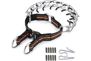 JIPIMON Pinch Collar for Dogs Adjustable Dog Training Collar with Comfortable Rubber Tip and Quick Release Buckle for Small Medium Large Dogs (Medium, Orange)