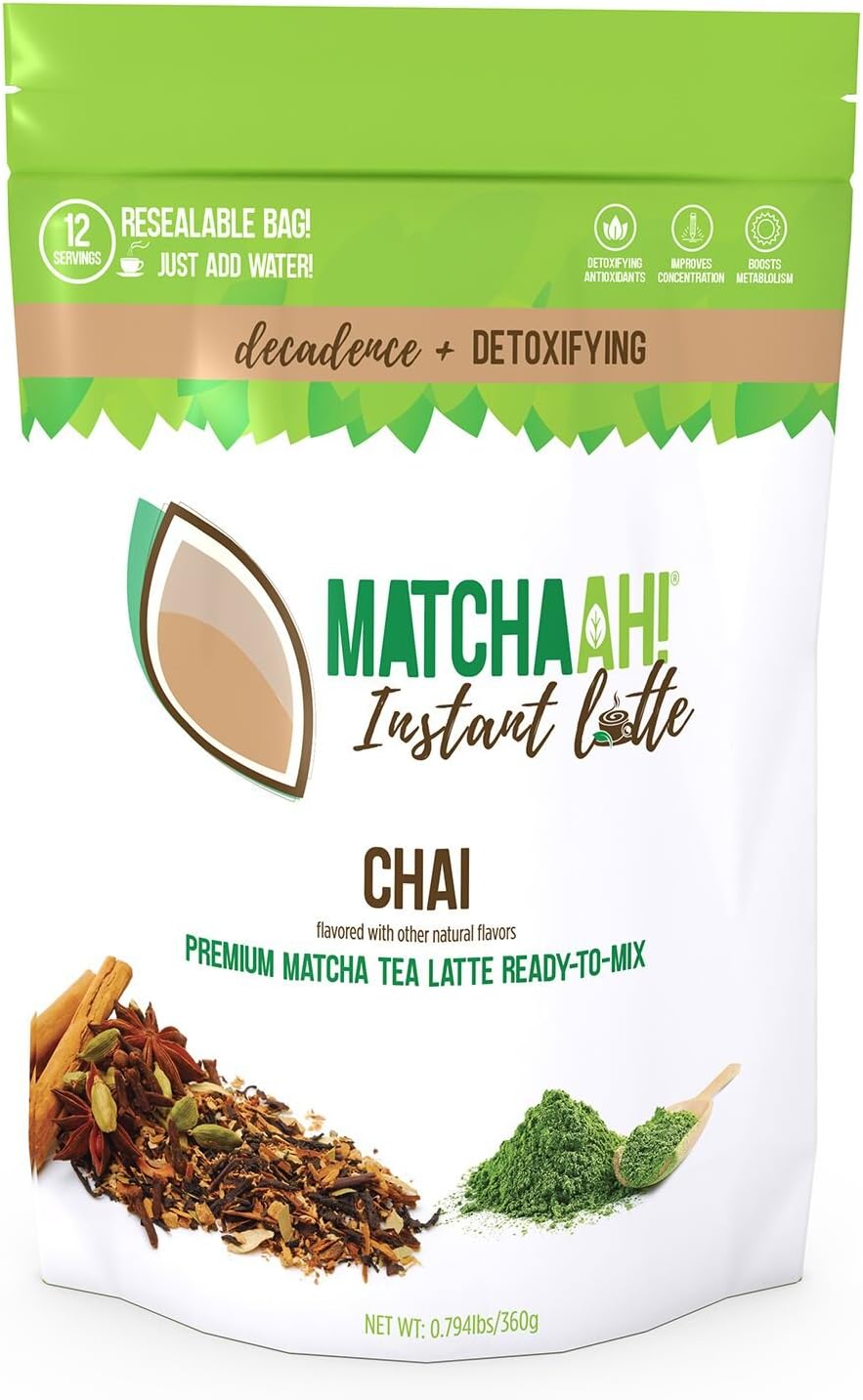 MATCHAAH! Instant Latte Ready-to-Mix Premium Matcha Tea Latte (Chai)
