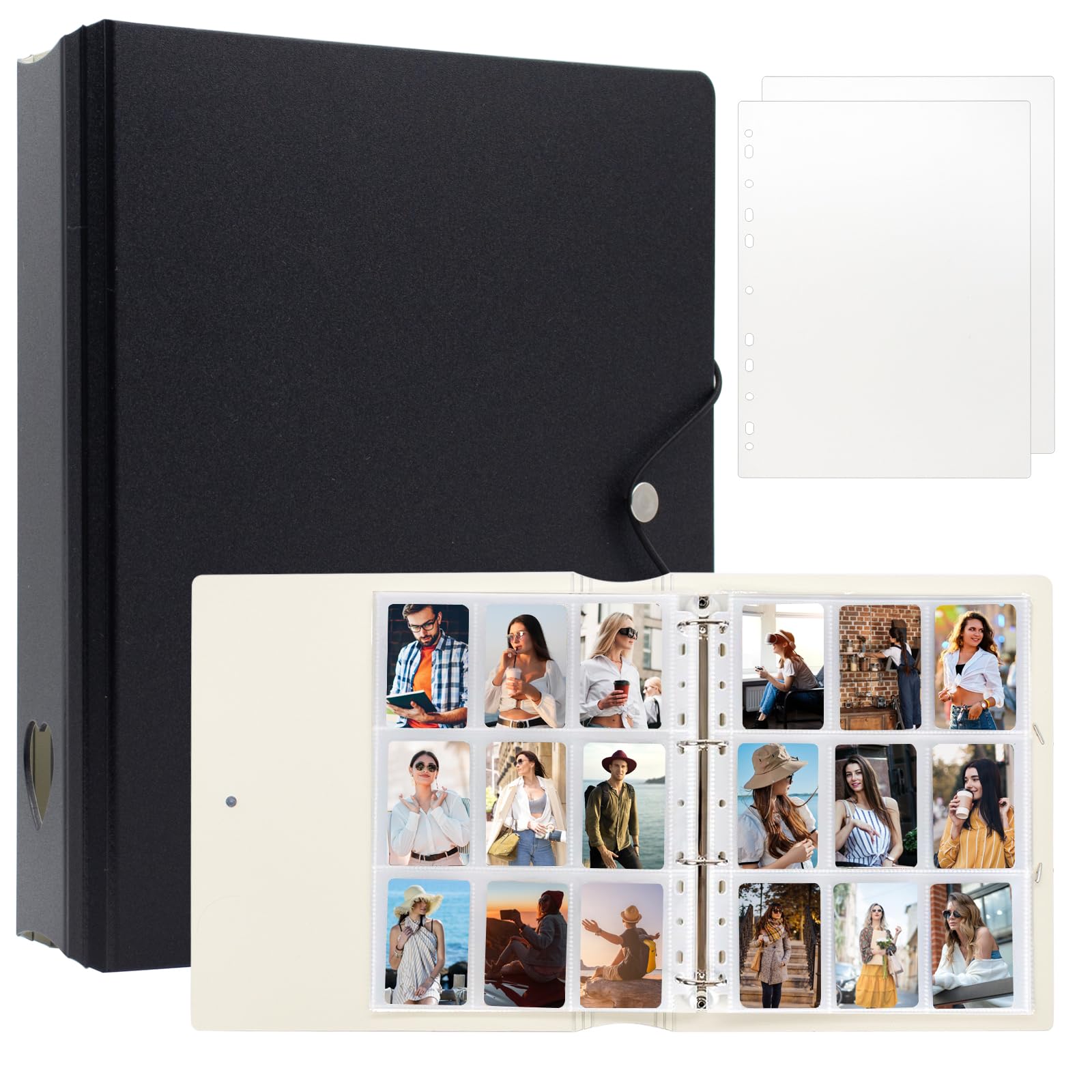 Photo 1 of ***MISSING BUTTON TO KEEP CLOSED***A4 Kpop Photocard Binder with 25 Pages 9 Pocket, 2x3 inch Kpop Photocard Holder Book, Photo Album for Fujifilm Instax Mini Camera Polaroid Printer Photo Film (Black)***MISSING BUTTON TO KEEP CLOSED***